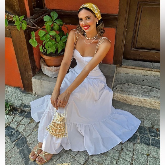 GORGEOUS ZARA NWT Ruffled Poplin Dress ZW Collection - Picture 2 of 16